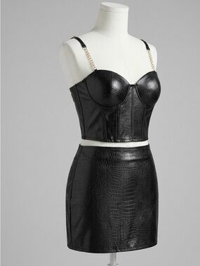 NWT Michael Jackson "BAD" Era Style Faux Croc Set - Bustier & Skirt